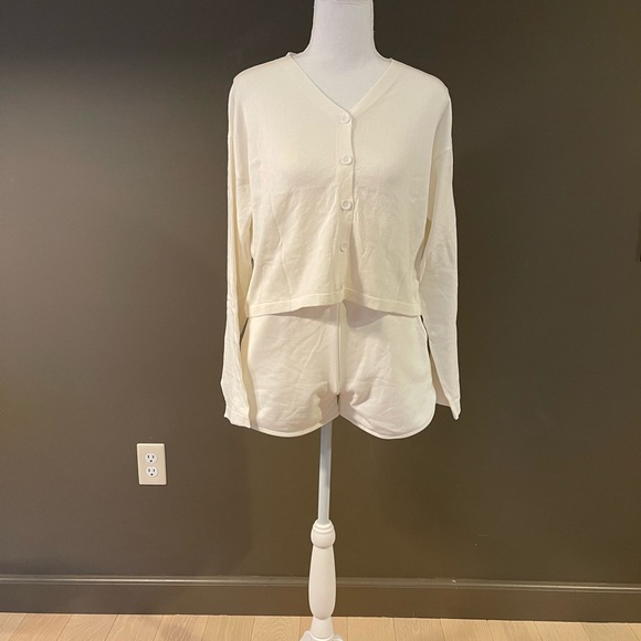 White Cardigan and Shorts - Picture 1 of 5